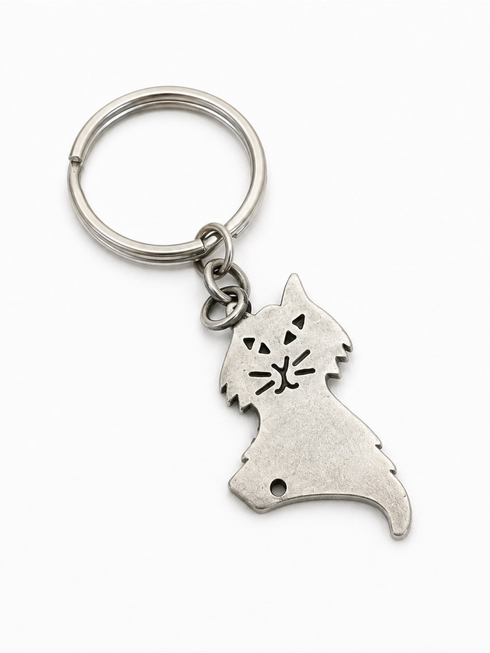 Vintage silver cat keychain